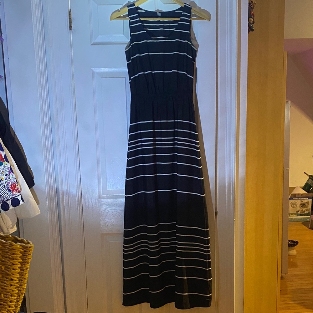 Jacob Black and White Striped Maxi Dress